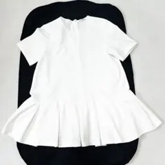 【美品】M-premierBLACKポンチタックペプラムブラウス白ストレッチのサムネイル
