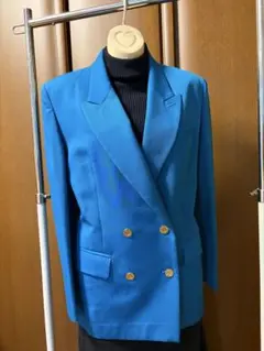 レディース ジャケット 青色 ダブルブレスト テーラードジャケット