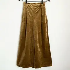 美品✨GU ジーユー ベロアワイドパンツ ウエストゴム キャメル M 秋冬
