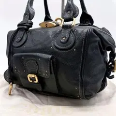☆Chloé クロエ パディントン ブルーグレー シルバー金具南京錠