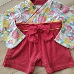 花柄着物　ベビー服70cm　お食い初め　初節句　百日祝い セレモニー　結婚式