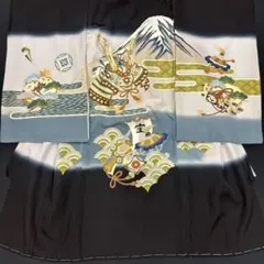 「「最高級品手描き」新品正絹祝着京友禅本加工、特選大将龍兜、宝船、日本一の富士文