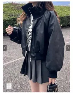 GRL襟2Wayレザーダウンブルゾン　黒［nk77］タグ付き新品