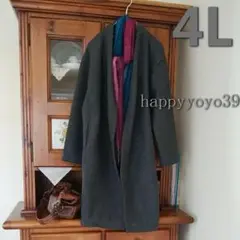 新品4Lグレー ロングカーディガン ハーフコート ボアジャケット コーディガン