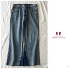 ◎アーバンリサーチ【洗える】切り替え パッチワーク デニム ワイド パンツ