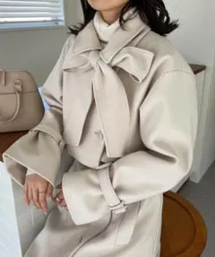 ショートコートにもなる/マルチWAYリボンロングコート