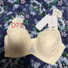 新品・タグ付きトリンプ恋するブラソフトストレッチカップブラジャーD75 イエロー