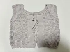 mystic 編み込みデザイン ニットベストグレー