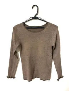 新品earth music&ecology ブラウンボーダーニットＦサイズ