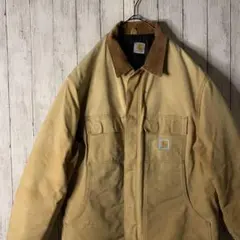 90s カーハート ダックジャケット トラディショナルコート 襟元切替 ブラウン