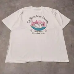 アニマルTシャツ 古着 90s プリント スワン シングル 白 L 14044