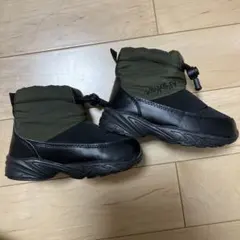子ども用防水スノーブーツ ブラック/オリーブ　17㎝