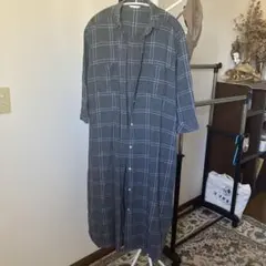 グレー系チェック シャツワンピース