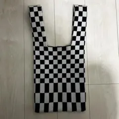 ニットトートバッグ モノクロ 黒白