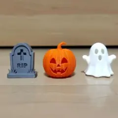 ハロウィン ミニチュア 3点セット 墓石 カボチャ おばけ