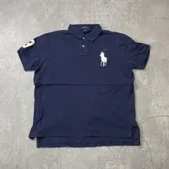 ラルフローレンポロシャツビッグポニーナンバーワッペンネイビー古着XL
