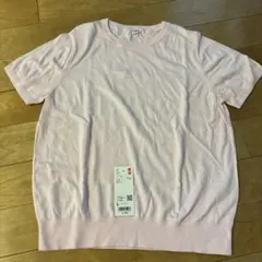 UNIQLO UVカット クルーネック　セーター 半袖 Lサイズ　ピンク