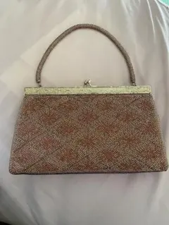 和装用ビーズバッグ ピンク系 幾何学模様