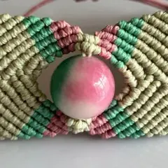 パワーストーン　花翡翠　マクラメブレスレット