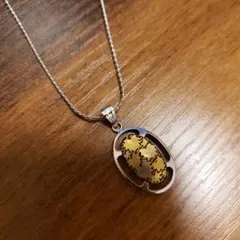 象嵌細工風 ネックレス シルバーカラー 象嵌 葉っぱ ヴィンテージ