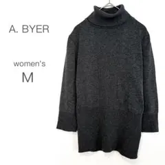 【エーバイアー】 M チャコール タートルネック ニット 長袖 上品 シンプル