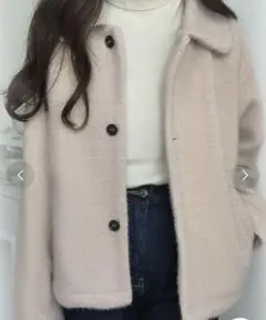 ステンカラーシャギーショートコート （ベージュ）