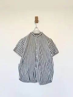 Natural ナチュラルランドリー　リネン混　バンドカラー　チェック　シャツ Natural ナチュラルランドリー リネン混 バンドカラー チェック シャツ