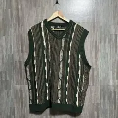 モノマート ベスト ヴィンテージライク Vネック ジャガードストライプ