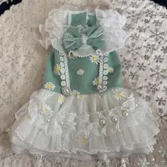 デイジー刺繍の犬用ドレス