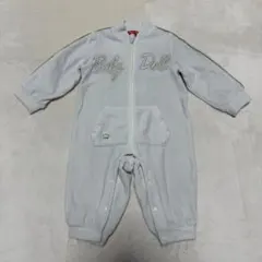 BABYDOLL パイピングベロアロンパース80 オフホワイト ベロア素材 王冠