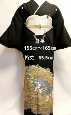 №209 しつけ付き現代黒留袖　長襦袢も小物も全てセット