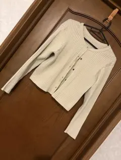 ベージュ リブ編み カーディガン Fサイズ　LOWRYS farm