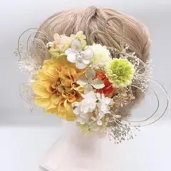 和装髪飾り　ヘッドドレス　水引×金箔×紐