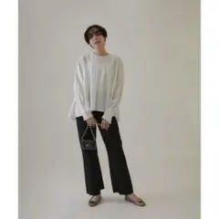 未使用ポプリンギャザーペプラムブラウス