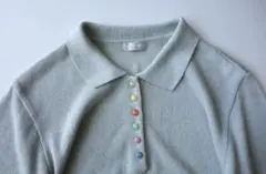 【値下げ】匿名配送/古着/ミントグリーンニットポロ/目立った傷なし