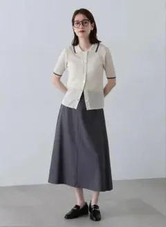 ナチュラルビューティーベーシック　美品　ウォッシャブルAラインフレアスカート