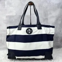 A4可 美品 トリーバーチ ナイロン トートバッグ エラ 折りたたみ ネイビー