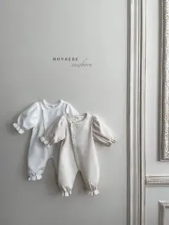 monbebe newborn 退院着 ロンパース アイボリー S(3m〜6m)
