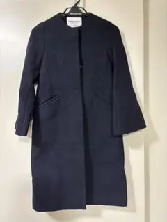 green label relaxing ロングコート ノーカラー ネイビー 紺