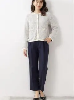index インデックス ツイードカーディガン 羽織りパールボタン
