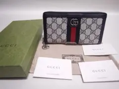 GUCCI GGパターン 長財布 ネイビー