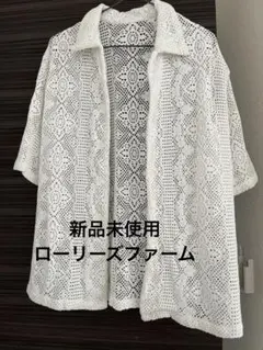 ホワイト レース編み 半袖シャツ