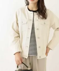 a.v.v ノーカラーGジャン　アイボリー　Lサイズ