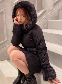 新品　GRL ベルト付きファーダウンコート