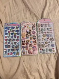 ANGEL BLUE、ラブブ、コットンパフィー　立体シールセット 3種