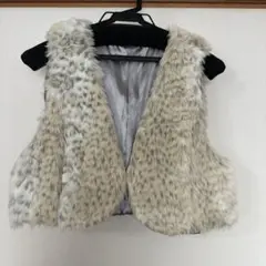 ファー素材 ノースリーブベスト ホワイト系