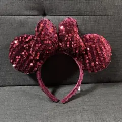 ディズニー カチューシャミニー 赤色 スパンコール