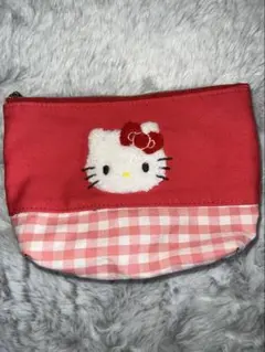 ハローキティ ポーチ 赤 チェック柄