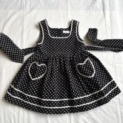 シャーリーテンプル 100 ワンピース ブラック水玉