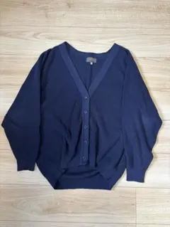 【美品】スクールカーディガン 紺色　ネイビー Vネック Lサイズ